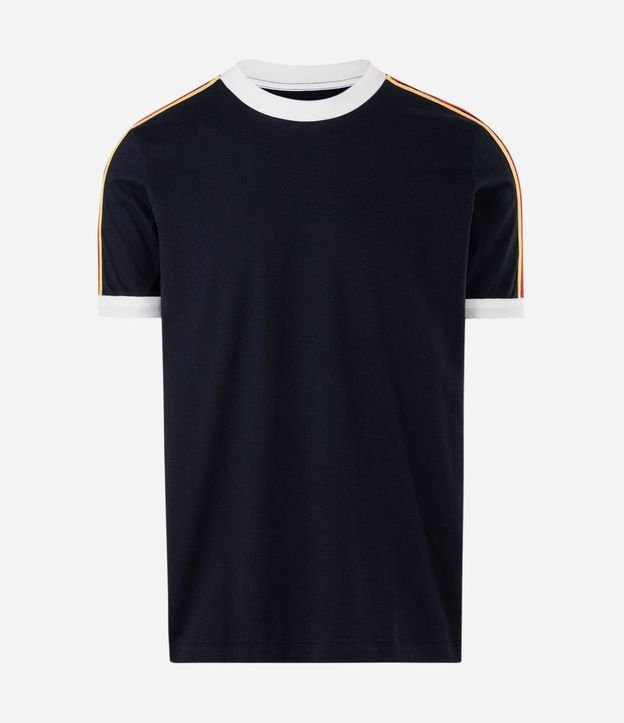 Remera Regular en Algodón con Rayas en los Hombros 1