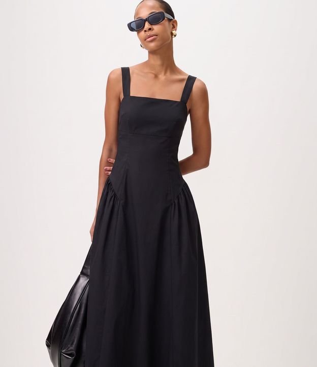 Vestido Midi en Tricolina con Escote Cuadrado 3