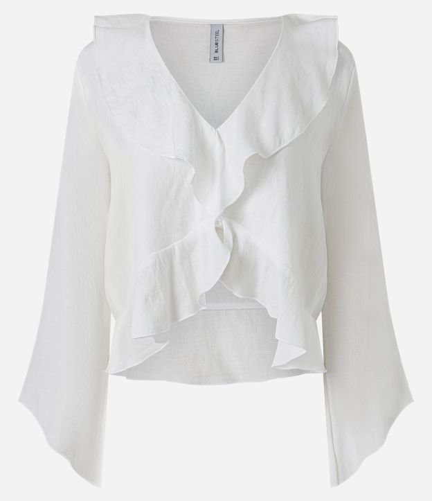 Blusa en Viscolino con Volaados Delanteros y Manga Murciélago 5