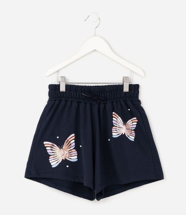 Short Infantil en Algodón Lentejuela Mariposas Corazón - Talle 5 a 16 años 2