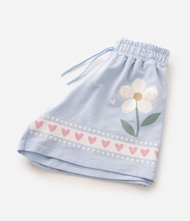 Short Infantil en Algodón Lentejuela Flores Corazón - Talle 5 a 16 años 5