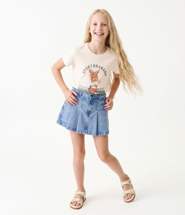Pollera Jeans Infantil en Algodón - Talle 5 a 16 años
