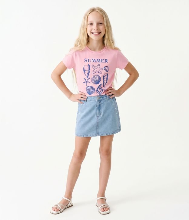 Short Pollera Infantil en Algodón con Aplicación de Termocolantes - Talle 5 a 16 años 1
