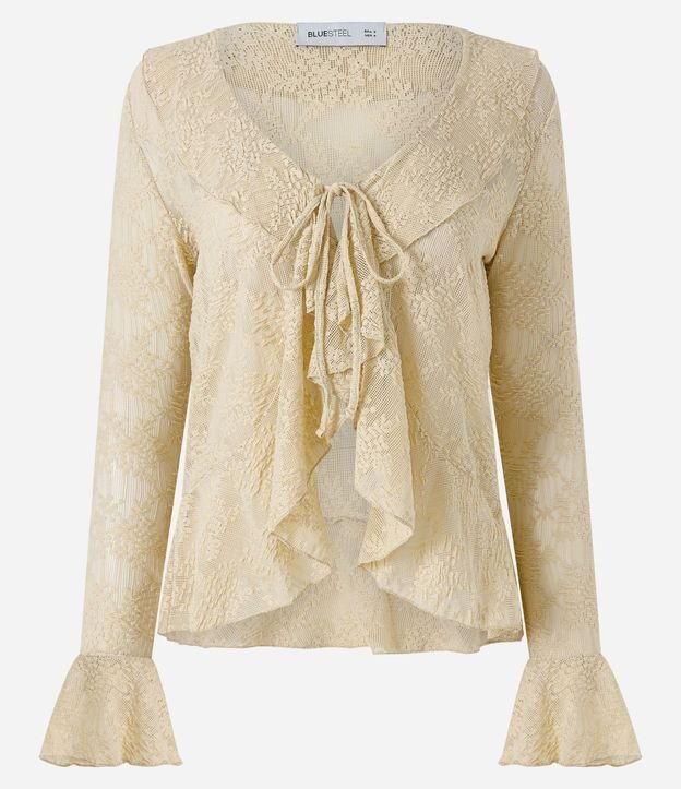 Blusa en Encaje con Volados y Lazo Delantero 5