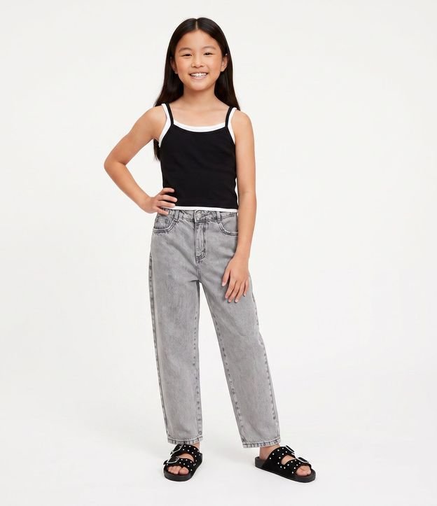 Blusa Slim Infantil en Algodón Sobrepuesta con Asa Doble - Talle 5 a 16 años