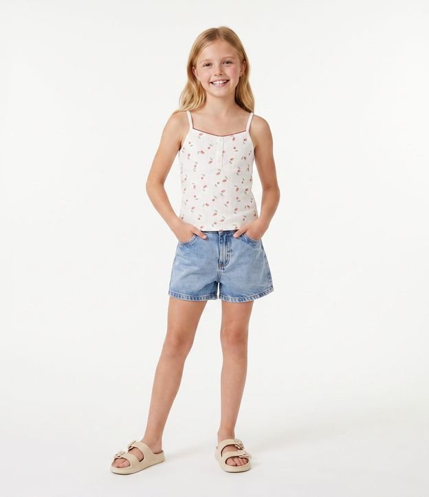 Blusa Infantil Em  Rib con Estampa de de Cerezas - Talle 5 a 16 años