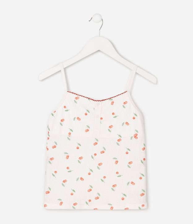 Blusa Infantil Em  Rib con Estampa de de Cerezas - Talle 5 a 16 años 2