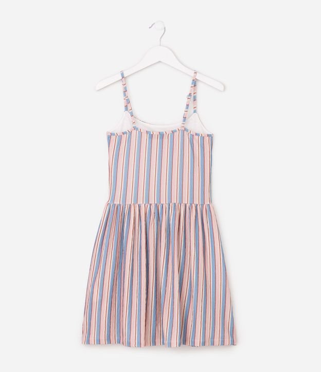 Vestido Infantil Texturizado con Estampa Rayada - Talle 5 a 16 años 2