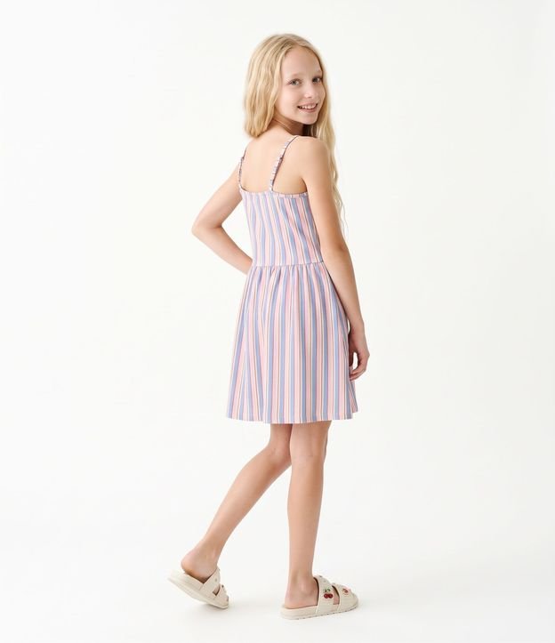 Vestido Infantil Texturizado con Estampa Rayada - Talle 5 a 16 años 2