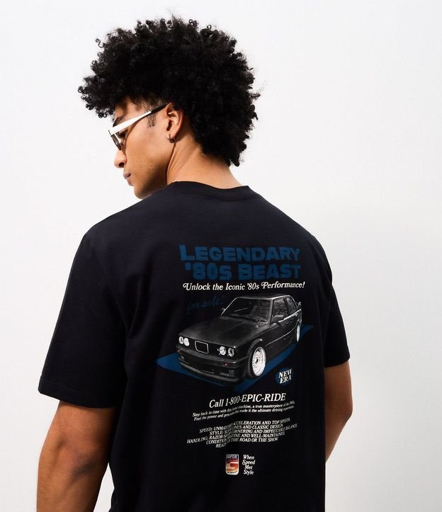 Remera Comfort en Algodón con Estampado de Carro