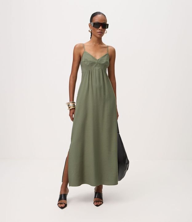 Vestido Midi Evasê en Viscosa con Escote Corazón 2