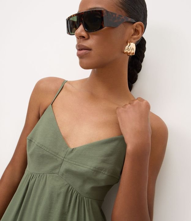 Vestido Midi Evasê en Viscosa con Escote Corazón 3