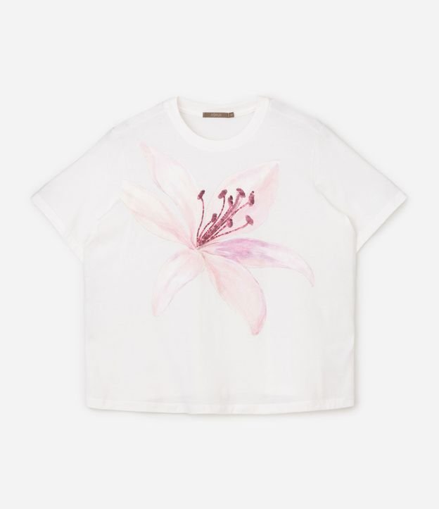 Blusa Regular en Algodón Flor Aquarelada Curve & Plus Size 5
