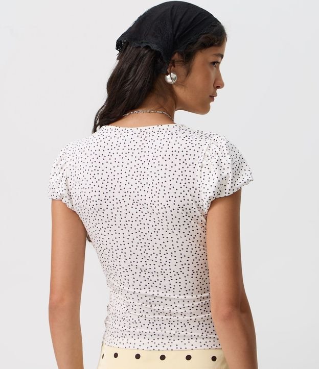 Blusa con Drapeado Delantero y Estampado de Lunares 4