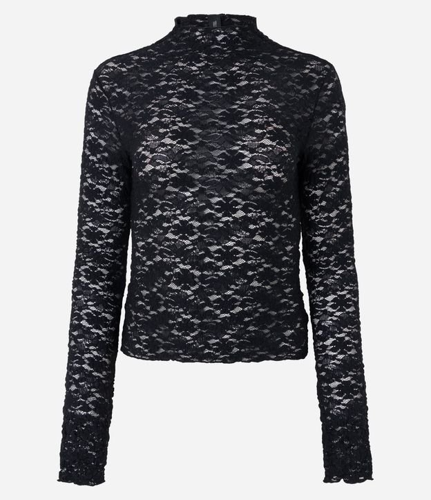 Blusa Segunda Piel en Encaje con Cuello Alto 5