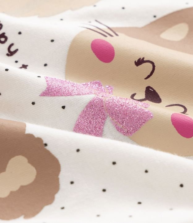 Remera Infantil en Cotton con Estampa de Lunares y Personajes con Purpurina - Talle 1 a 6 años 4