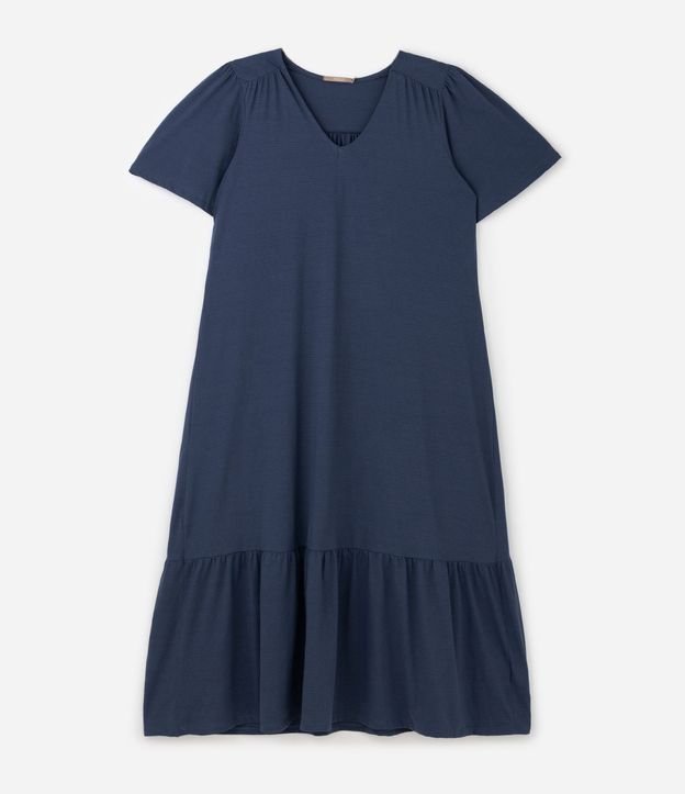 Vestido Midi en Algodón a con Recorte Fruncido en la Pollera Curve & Plus Size