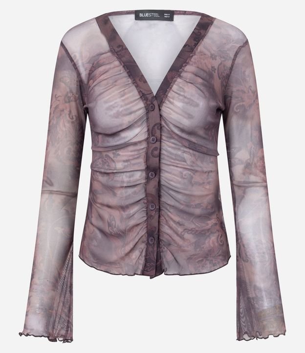Blusa en Tule con Estampado Paisley y Frunzidos Delanteros 5