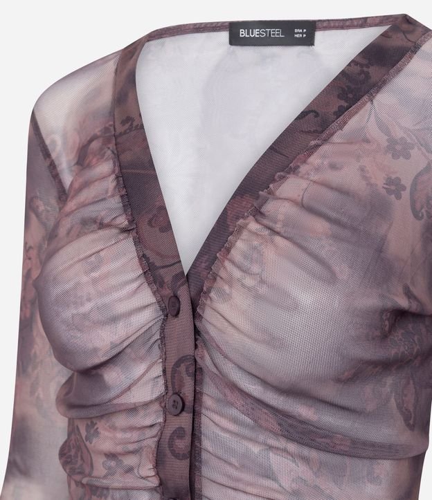 Blusa en Tule con Estampado Paisley y Frunzidos Delanteros 6