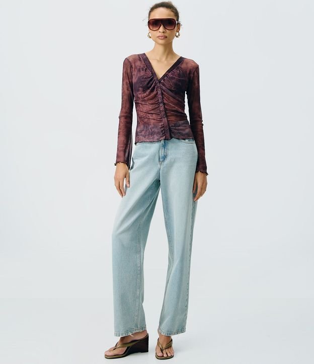 Blusa en Tule con Estampado Paisley y Frunzidos Delanteros 2