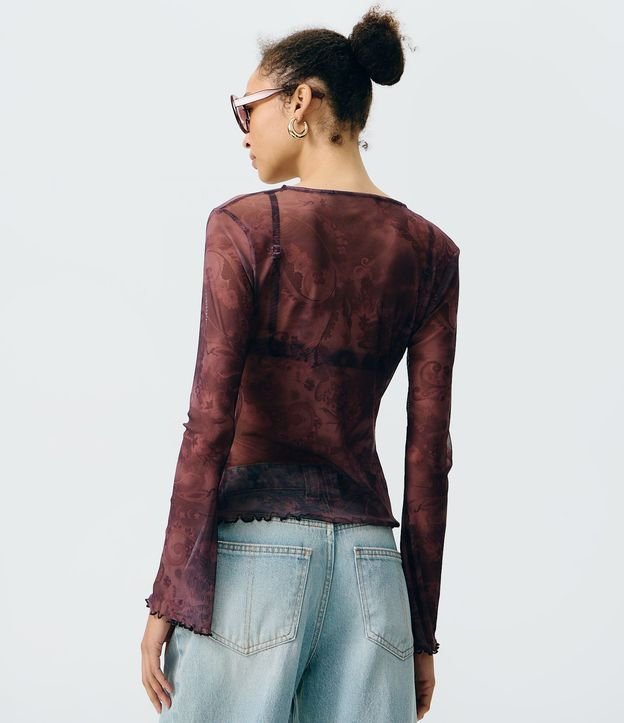 Blusa en Tule con Estampado Paisley y Frunzidos Delanteros 4