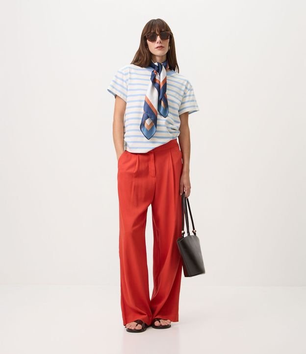 Blusa Rayada en Algodón con Cuello Contrastante 2