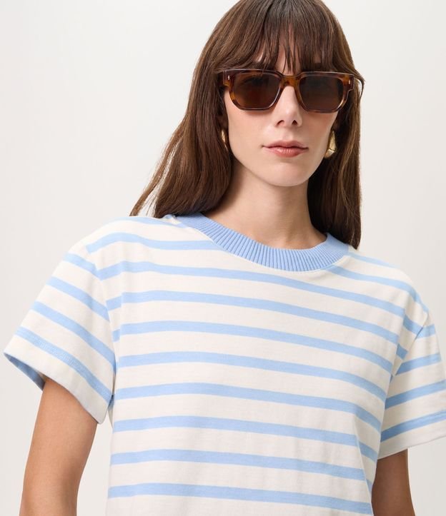 Blusa Rayada en Algodón con Cuello Contrastante 3