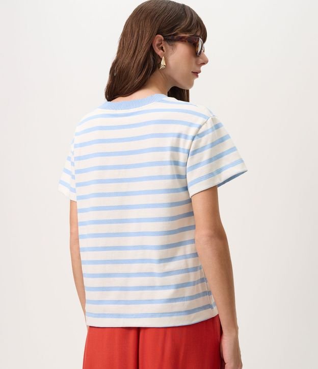 Blusa Rayada en Algodón con Cuello Contrastante 4