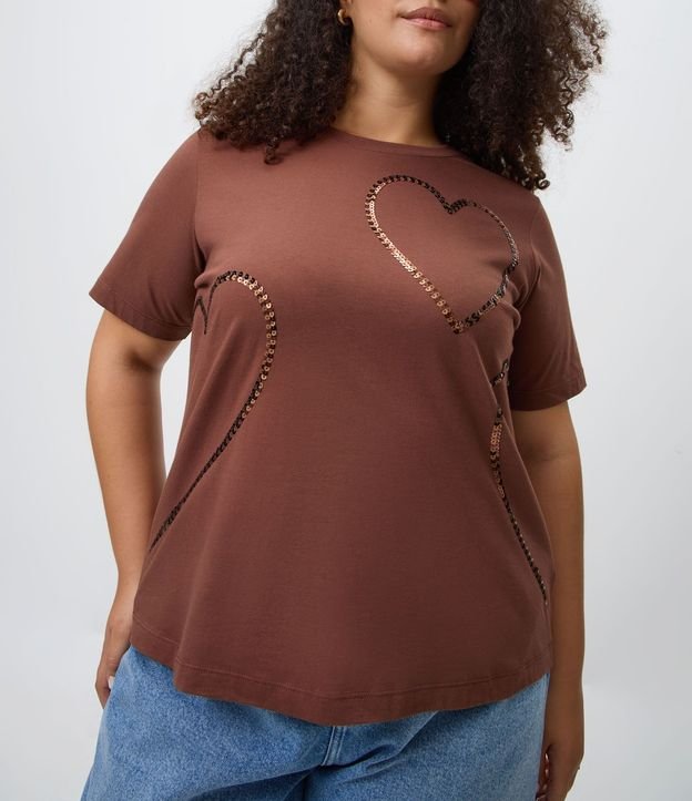 Blusa Regular en Algodón con Corazón y Lentejuelas Curve & Plus Size 3