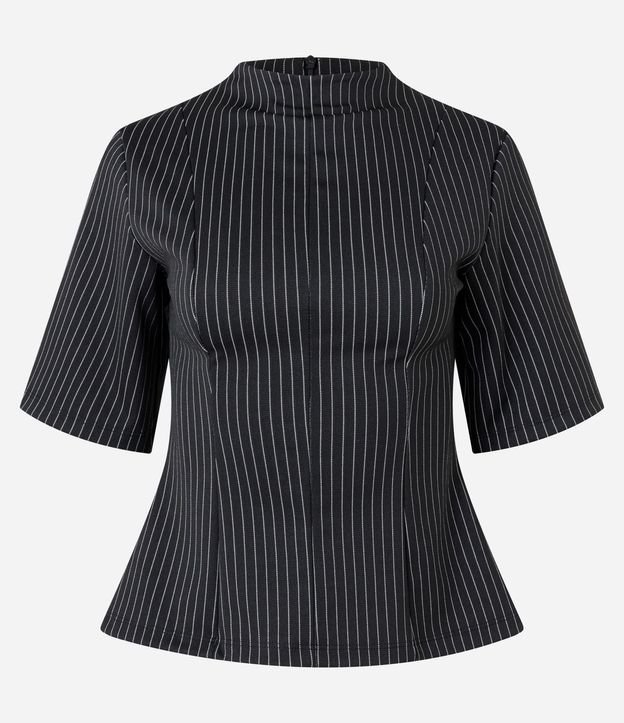 Blusa con Estampa Raya de Tiza y Recortes Estructurados 5