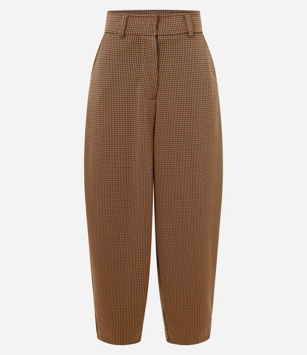 Pantalón Barrel en Punto Roma con Estampado de Cuadros 6