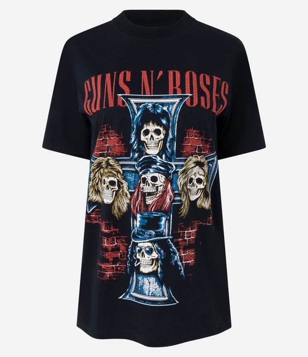 Remera con Estampada Guns N’ Roses y Aplicaciones en el Lettering
