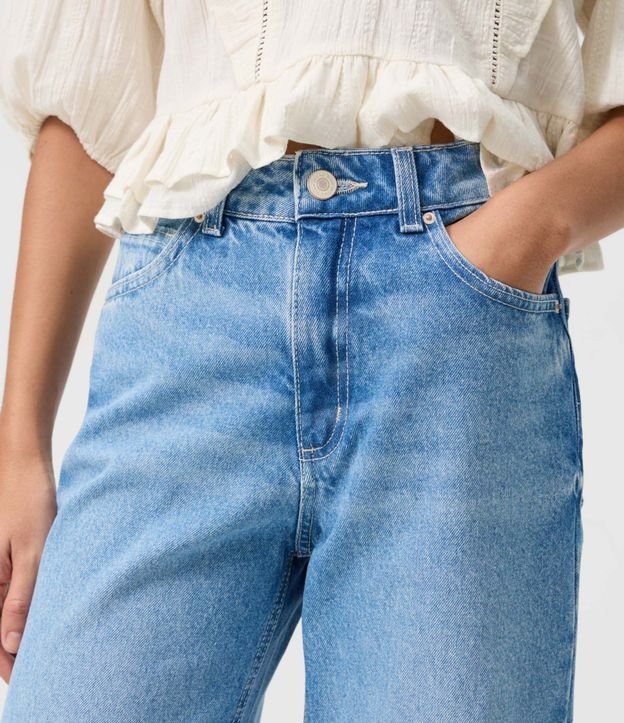 Pantalón Wide Leg en Jeans Premium con Cintura Mediana 3