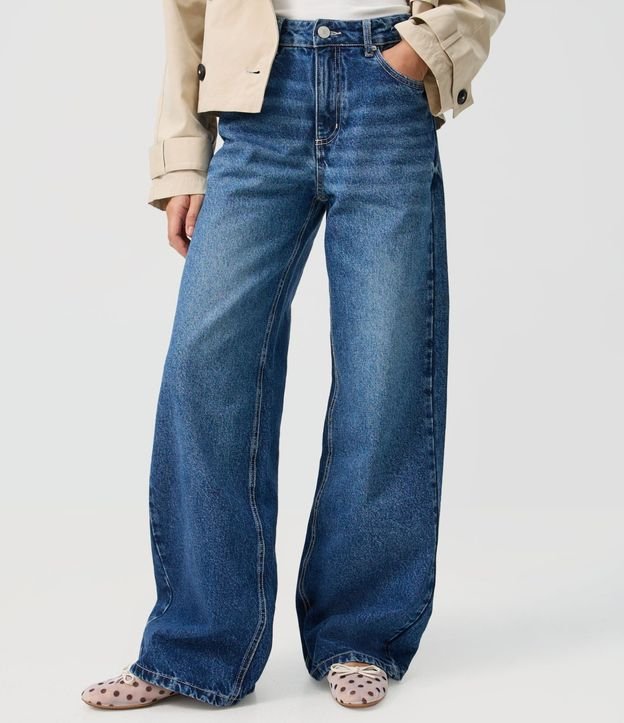 Pantalón Wide Leg en Jeans Premium con Cintura Mediana 3
