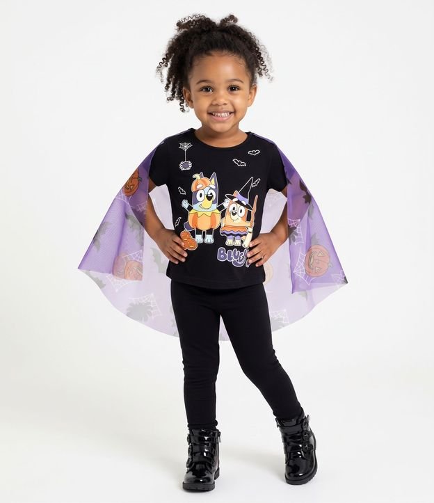 Remera Infantil en Algodón Bluey Halloween con Capa de Tule - Talle 1 a 6 años 1
