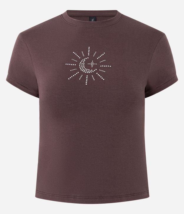 Remera Baby Tee con Aplicación de Brillos en Sol Místico 1