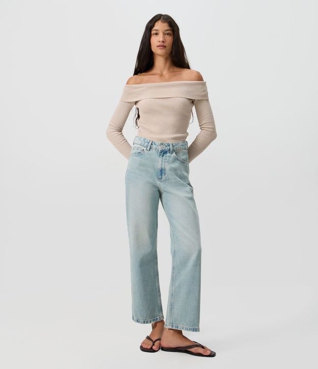 Pantalón Cropped Reta Jeans con Lavado Clássica