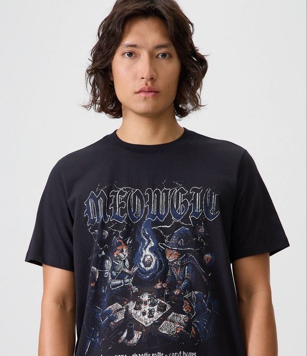 Remera Regular de Algodón con Estampa Meowgic 4
