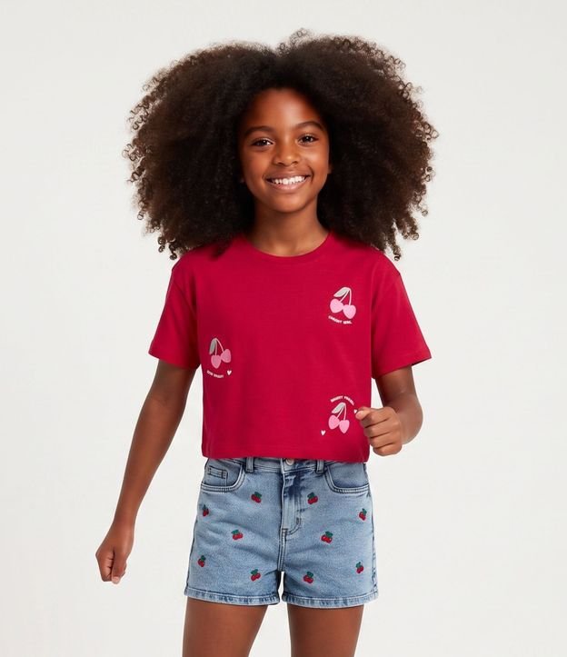 Remera Infantil en Algodón Cerezas - Talle 5 a 16 años