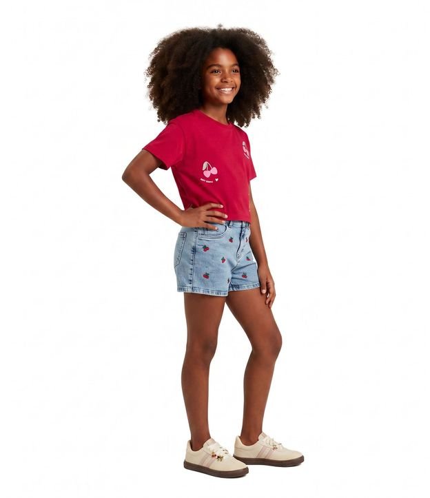Remera Infantil en Algodón Cerezas - Talle 5 a 16 años 2