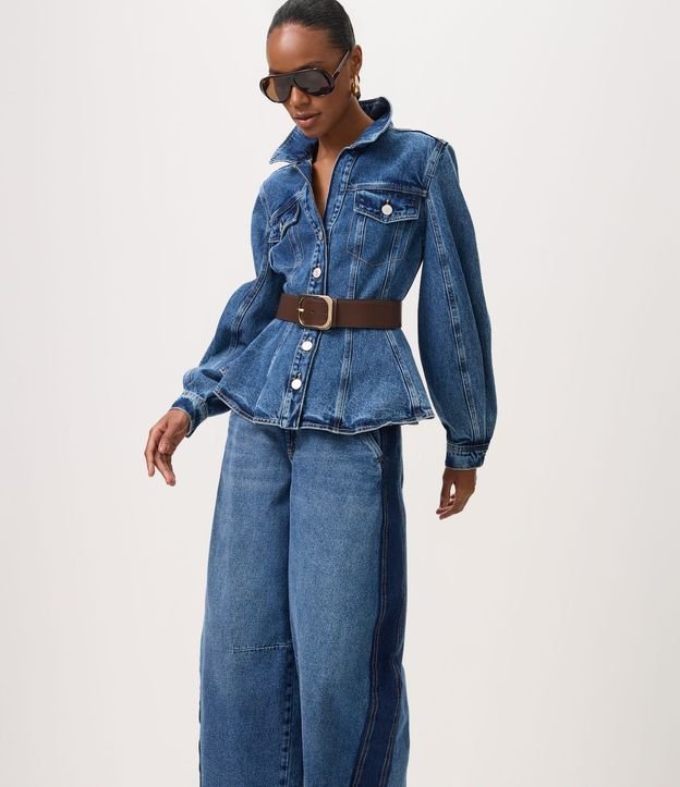 Pantalón Barrel Jeans con Recortes Laterales y Cintura Alta 2