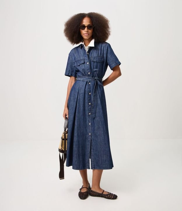 Vestido New Midi en Jeans con Cinta para Lazo 3