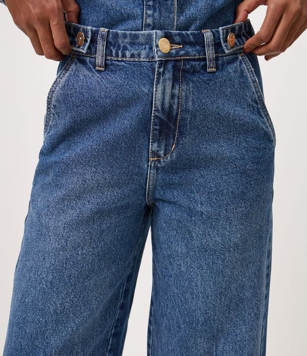 Pantalón Wide Cropped en Jeans con Cintura Alta y Abotonamentos 4