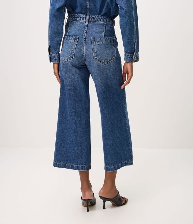 Pantalón Wide Cropped en Jeans con Cintura Alta y Abotonamentos 5