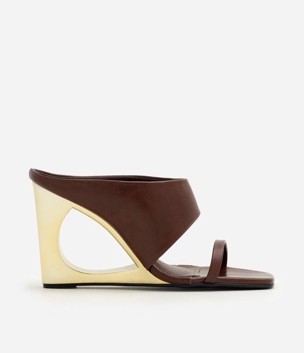 Sandalia Mule en PU con Salto Anabela Metalizado 2