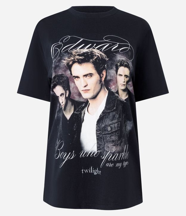 Remera en Algodón con Estampado Edward Cullen Crepúsculo con Purpurina Aplicada 5