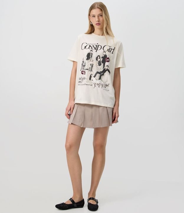 Remera en Algodón con Estampado Gossip Girl y Manga Corta 2