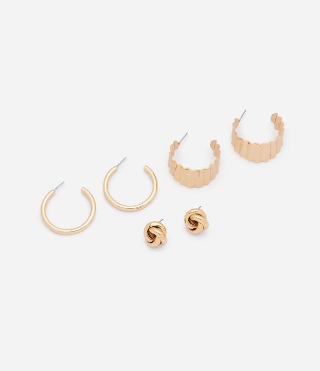 Kit con 03 Pares de Caravanas Aro y Nudo en Metal