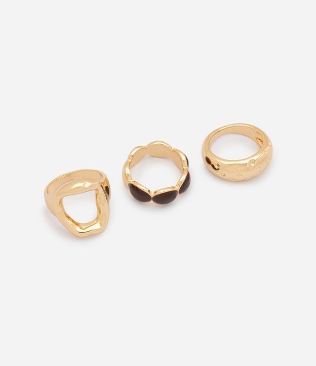 Kit con 03 Anillos en Metal con Diseño Orgánico
