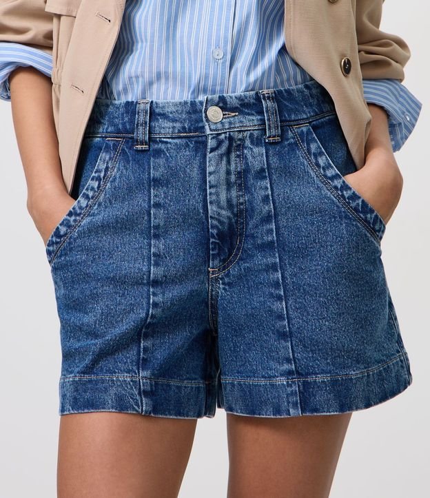 Short Regular en Jeans con Pences Delanteros y Cintura Alta 4